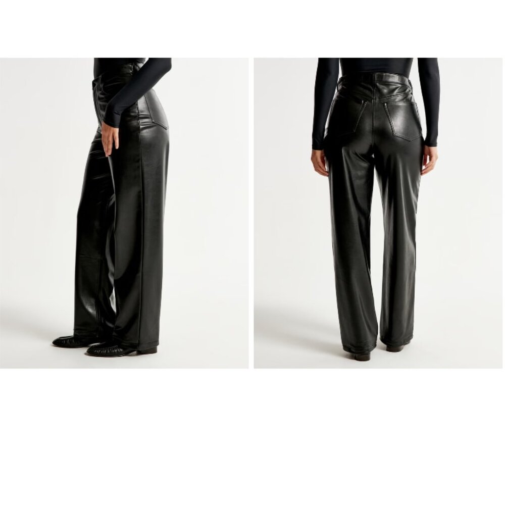 💖 Abercrombie & Fitch Curve Love Vegan Leather 90s Relaxed Pant Size 28 Long 💖